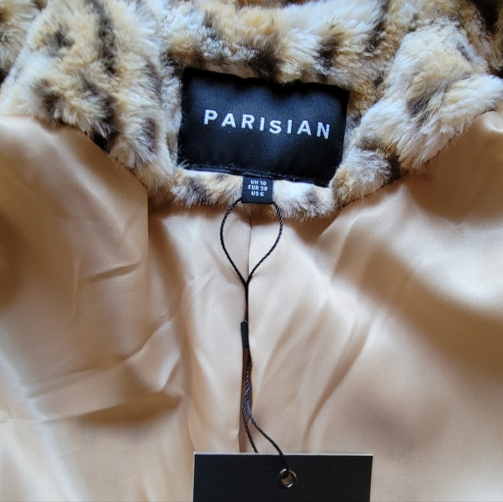 NWT Parisian Faux FurnLeapard Style Coat